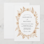Beige Verfijnde Boho Bruiloft Kaart (Voorkant / Achterkant)