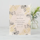 Beige Verfijnde Vintage Bloemige Bruiloft Kaart (Staand voorkant)