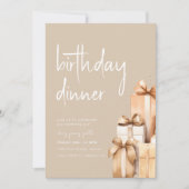 Beige Verjaardagsdiner met Cadeaus Kaart (Voorkant)