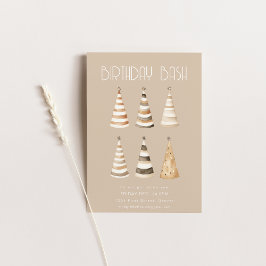 Beige verjaardagsdiner met hoeden kaart