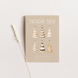 Beige Verjaardagsdiner met Petten Kaart