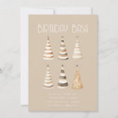 Beige Verjaardagsdiner met Petten Kaart (Voorkant)