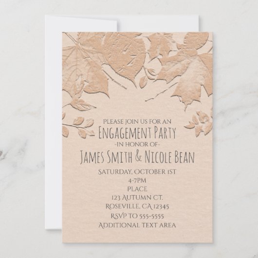 Beige verlaat rustieke herfst bruiloft uitnodiging (Voorkant)