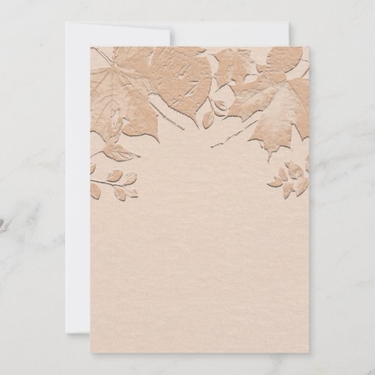 Beige verlaat rustieke herfst bruiloft uitnodiging (Achterkant)