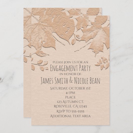 Beige verlaat rustieke herfst bruiloft uitnodiging (Voorkant / Achterkant)