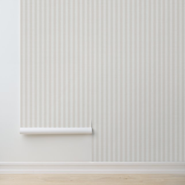Beige Verticale Strepen Linnen Textuur Coastale Behang (Applicatie)