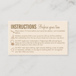 Beige Verzorgingsinstructies Voor Na Spray Tanning Visitekaartje