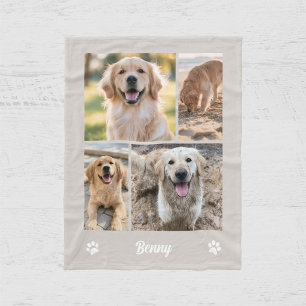 Beige vier foto honden collage aandenken  fleece deken