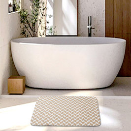 Beige visgraatpatroon badmat