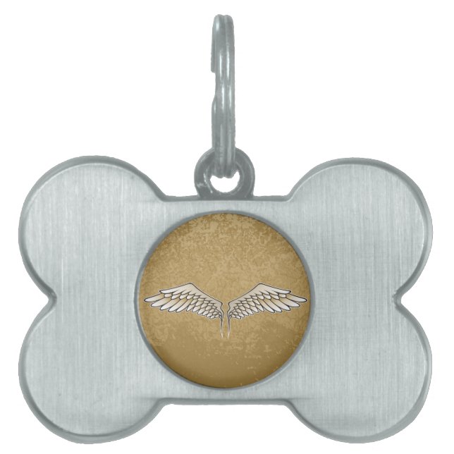Beige vleugels huisdieren naamplaatje (voorkant)
