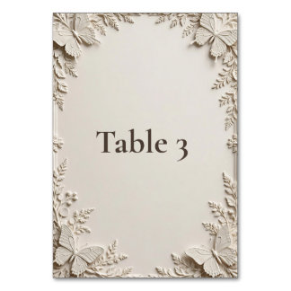 Beige Vlinder Tafelnummerkaart 3.5x5 Kaart