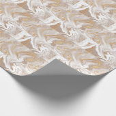 Beige vloeibaar marmer, gouden lijnkunst. cadeaupapier (Hoek)