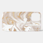 Beige vloeibaar marmer, gouden lijnkunst. Case-Mate iPhone case (Achterkant (horizontaal))