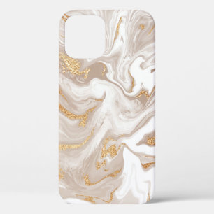 Beige vloeibaar marmer, gouden lijnkunst. Case-Mate iPhone case