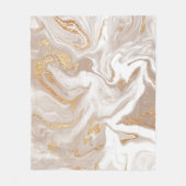 Beige vloeibaar marmer, gouden lijnkunst. fleece deken (Voorkant)
