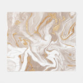 Beige vloeibaar marmer, gouden lijnkunst. fleece deken (Voorkant (Horizontaal))