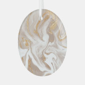 Beige vloeibaar marmer, gouden lijnkunst. glas ornament (Voorkant links)