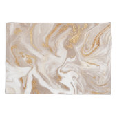 Beige vloeibaar marmer, gouden lijnkunst. kussensloop (Achterkant)