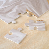 Beige vloeibaar marmer, gouden lijnkunst. legpuzzel (Zijkant)