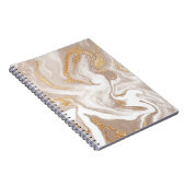 Beige vloeibaar marmer, gouden lijnkunst. notitieboek (Rechterzijde)