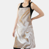 Beige vloeibaar marmer, gouden lijnkunst. schort (Insitu)