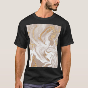 Beige vloeibaar marmer, gouden lijnkunst. t-shirt