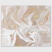Beige vloeibare marmer met glittergoud cadeaupapier (Vlak)