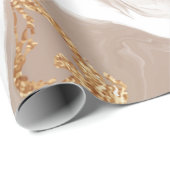 Beige vloeibare marmer met glittergoud cadeaupapier (Rol Hoek)