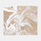 Beige vloeibare marmer met glittergoud fleece deken (Voorkant (Horizontaal))