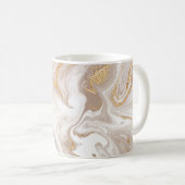 Beige vloeibare marmer met glittergoud koffiemok (Voorkant rechts)