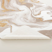 Beige vloeibare marmer met glittergoud sherpa deken (3/4)