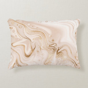 Beige vloeibare marmer met goudglittersplash accent kussen
