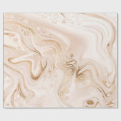 Beige vloeibare marmer met goudglittersplash cadeaupapier (Vlak)