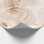 Beige vloeibare marmer met goudglittersplash cadeaupapier (Hoek)