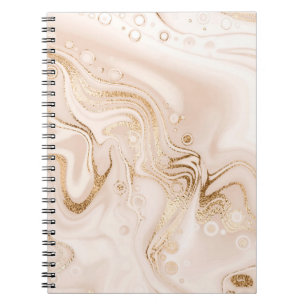 Beige vloeibare marmer met goudglittersplash notitieboek
