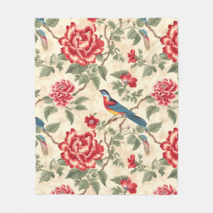 beige vogelchinoiserie fleece deken