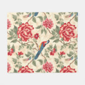 beige vogelchinoiserie fleece deken (Voorkant (Horizontaal))