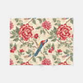 beige vogelchinoiserie fleece deken (Voorkant (Horizontaal))