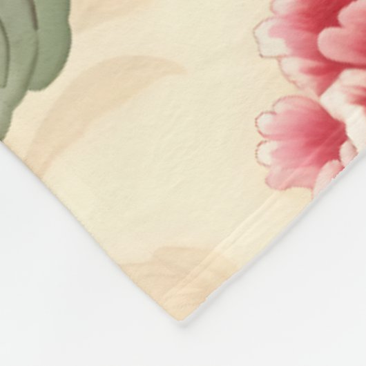 beige vogelchinoiserie fleece deken (Hoek)