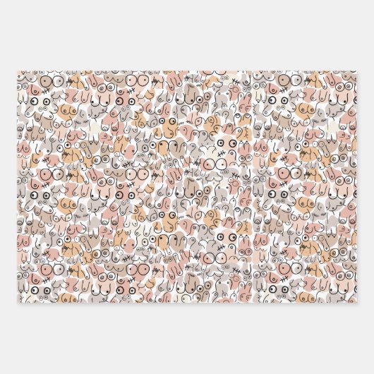 beige vrouw leuk borst inpakpapier (Voorkant 3)