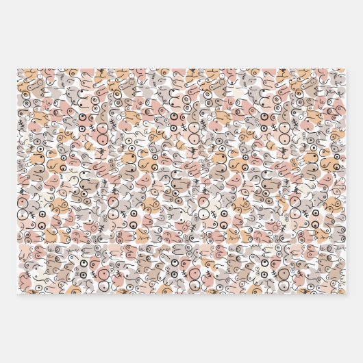 beige vrouw leuk borst inpakpapier vel (Voorkant)