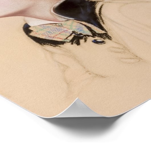 Beige  vrouw Portret Art Print Poster (Hoek)