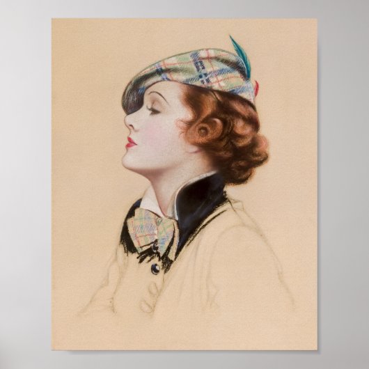 Beige  vrouw Portret Art Print Poster (Voorkant)
