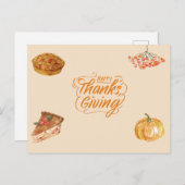 Beige Warm Thanksgiving Feestdagenkaart (Voorkant / Achterkant)