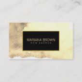 Beige Waterverf achtergrond gouden Lijst Visitekaartje (Voorkant)
