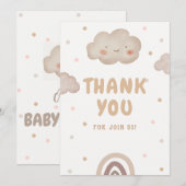 Beige Waterverf Baby shower Bedankkaart (Voorkant / Achterkant)