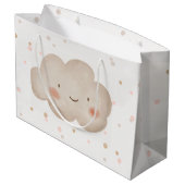 Beige Waterverf Baby shower Groot Cadeauzakje (Achterkant Gekanteld)