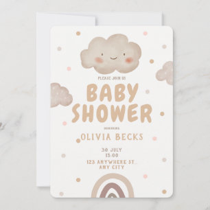 Beige Waterverf Baby shower Kaart