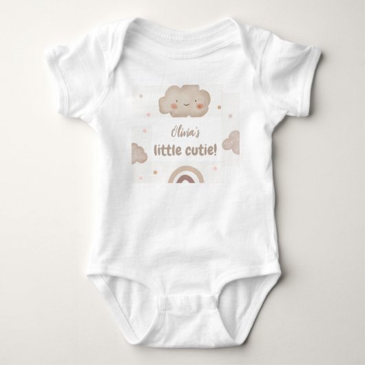 Beige-waterverf baby shower romper (Voorkant)