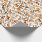Beige Waterverf Bladeren Patroon Cadeaupapier (Hoek)